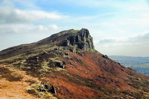Rocky hill and moorland typical of the Peak District